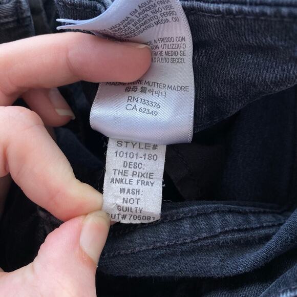 MOTHER The Pixie Ankle Fray Jeans in Not Guilty Washed Black Size 27 Button Fly - Picture 14 of 14